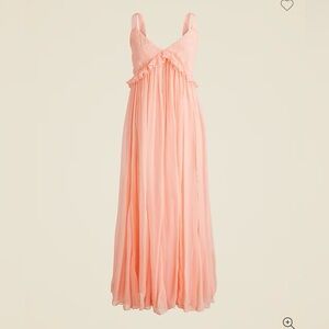 J.Crew Collection Ruffle-Trim Crinkle Cupro Midi Dress 18 Blushed Peach NWT